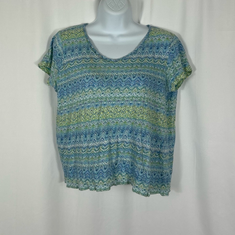 J.Jill Linen knit patterned short sleeve top SP